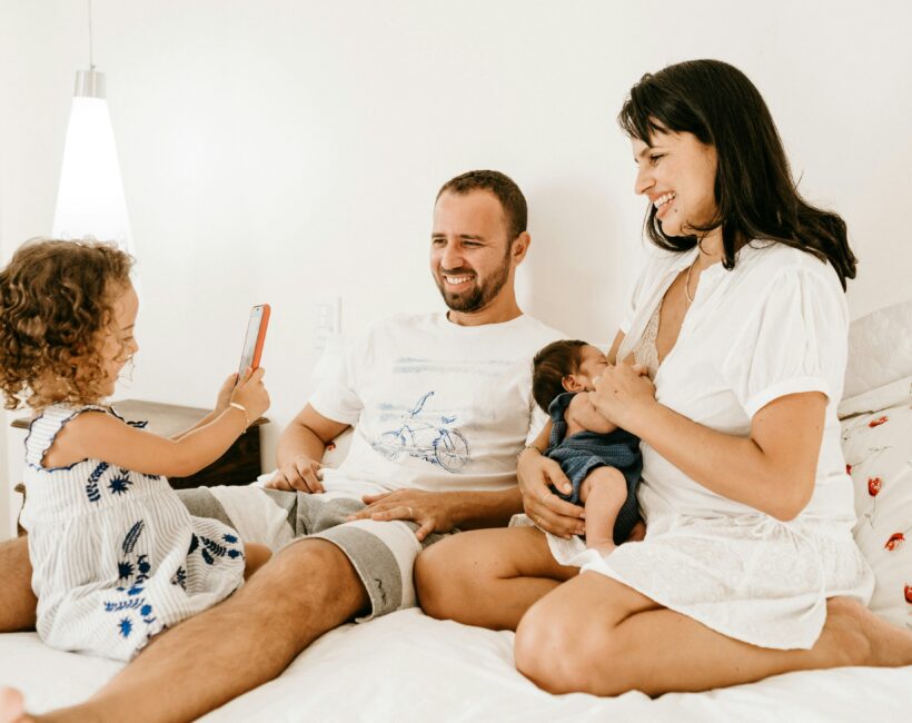parents at home with kids